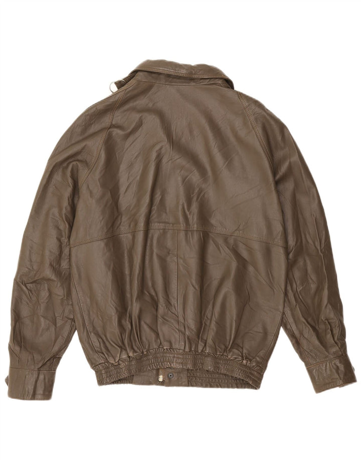 VINTAGE Mens Leather Jacket IT 48 Medium Brown