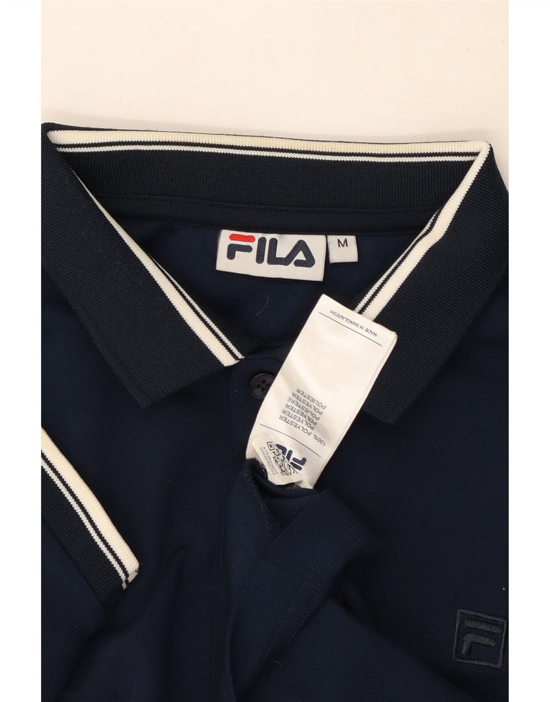 Fila Mens Polo Shirt Medium Navy Blue Polyester