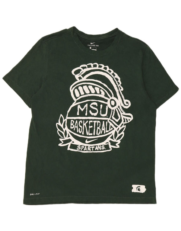 Nike Mens Michigan State Spartans Graphic T-Shirt Top Large Green Cotton