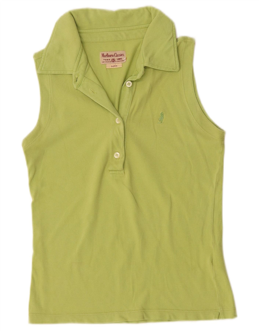 MARLBORO CLASSICS Womens Sleeveless Polo Shirt UK 14 Large Green Cotton