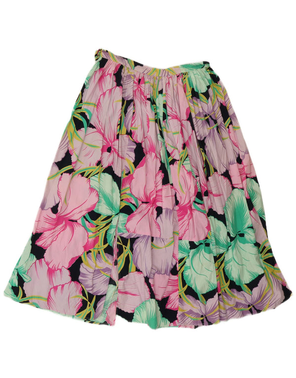 Vintage Womens High Waist Flared Skirt W26 Small Multicoloured Floral