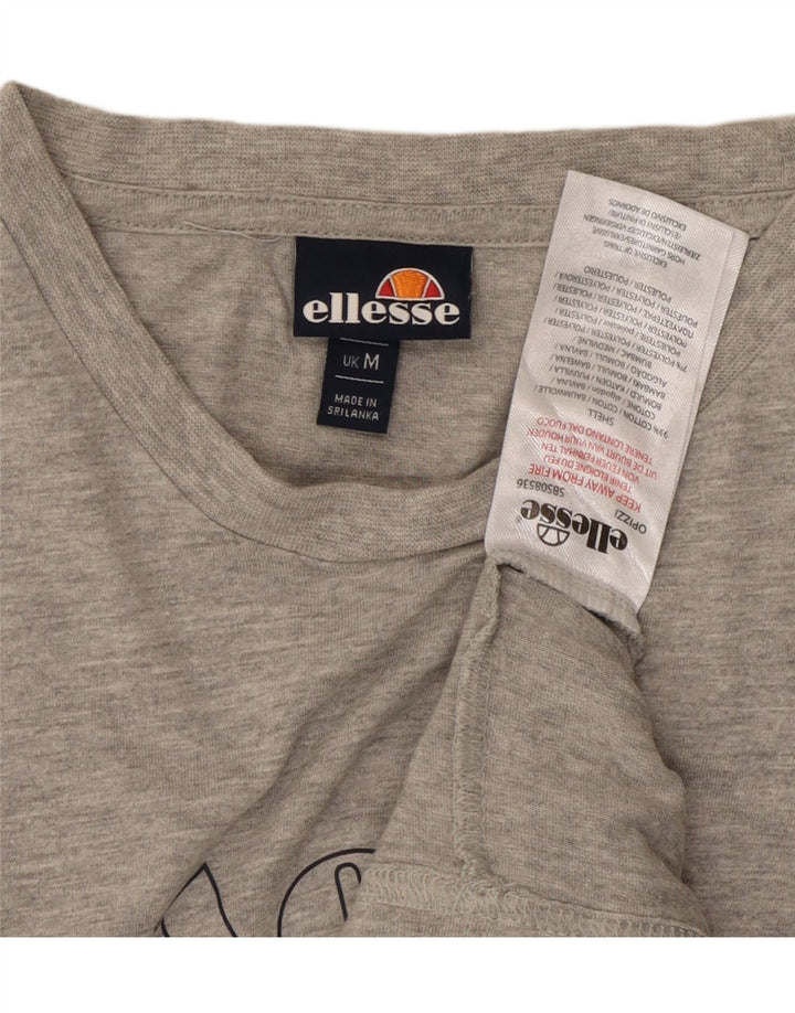ELLESSE Mens Graphic T-Shirt Top Medium Grey Cotton