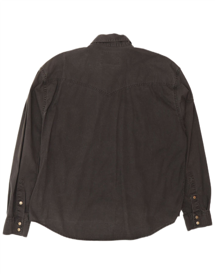 WRANGLER Mens Denim Shirt Large Black Cotton