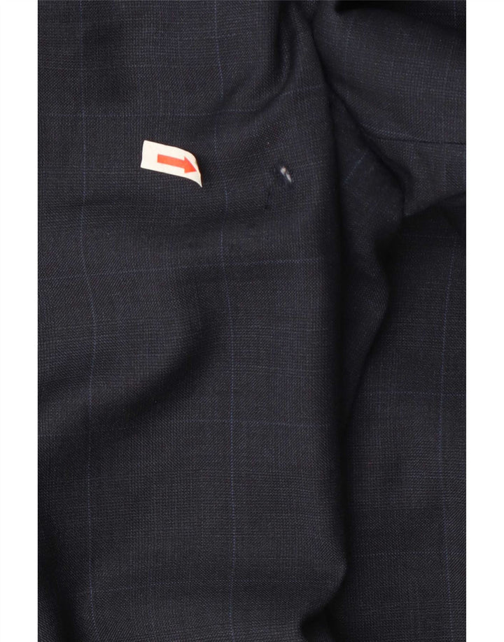Marks & Spencer Mens 2 Button Blazer Jacket UK 46 XL Navy Blue Check Wool