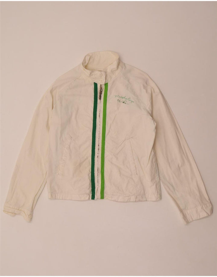 Murphy & Nye Womens Graphic Bomber Jacket UK 16 Large White Cotton