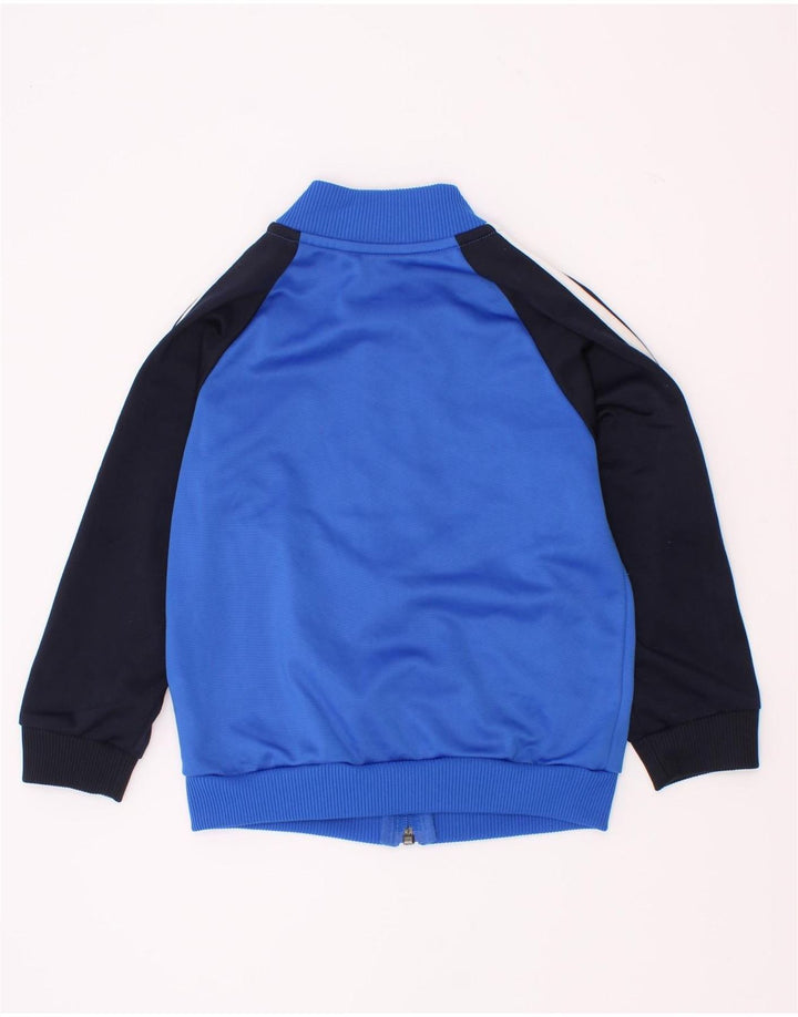 Adidas Boys Tracksuit Top Jacket 2-3 Years Blue Colourblock Polyester