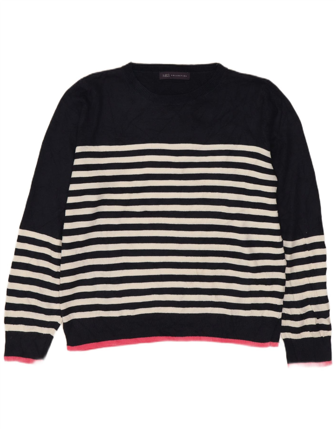 Marks & Spencer Womens Crew Neck Jumper Sweater UK 14 Medium Navy Blue