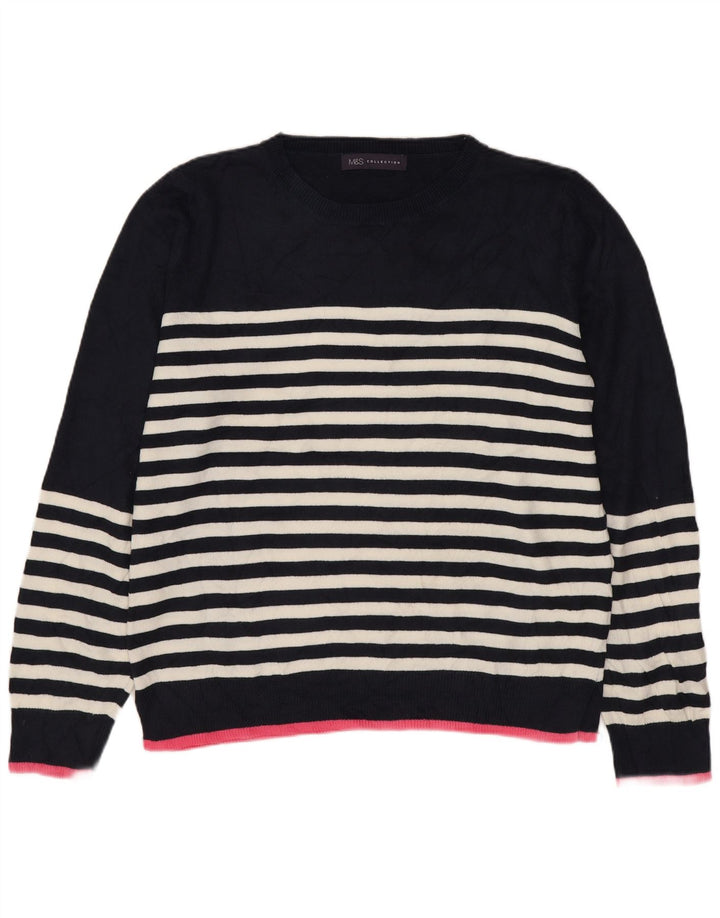 Marks & Spencer Womens Crew Neck Jumper Sweater UK 14 Medium Navy Blue