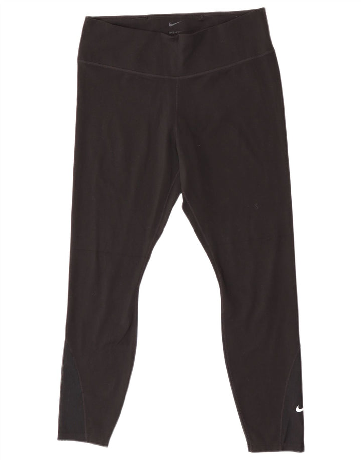 Nike Womens Dri Fit Crop Leggings UK 14 Large Black