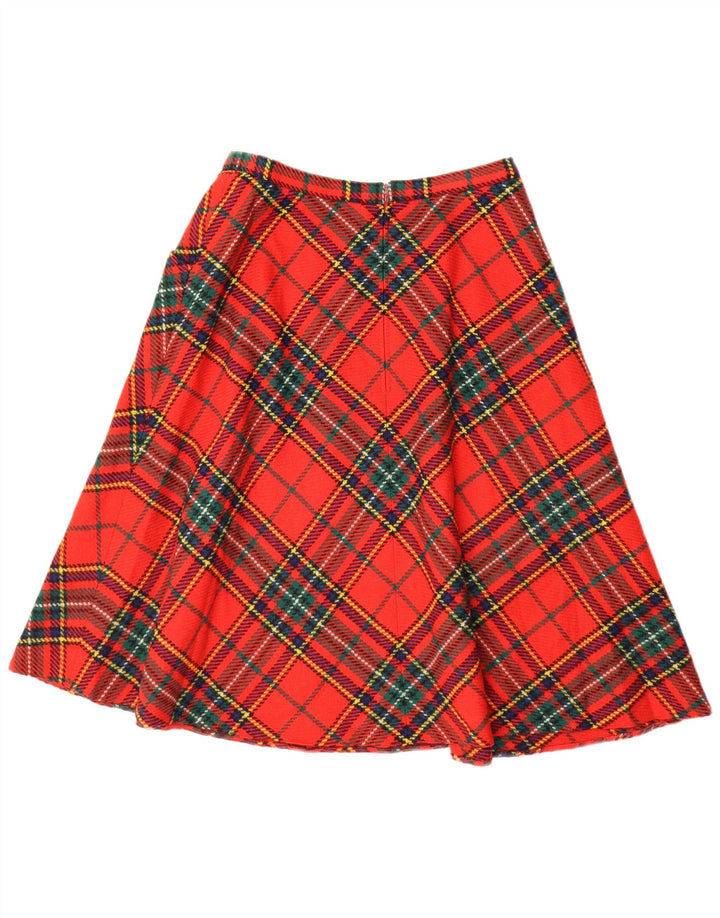 SILESIA Womens High Waist Flared Skirt EU 42 Large W28 L28 Red Plaid