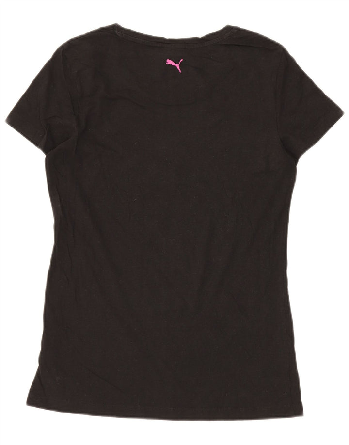 PUMA Womens Graphic T-Shirt Top UK 14 Medium Black Cotton
