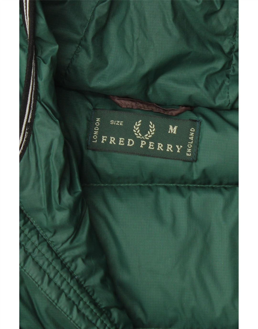 Fred Perry Mens Hooded Padded Jacket UK 38 Medium Brown Colourblock Nylon