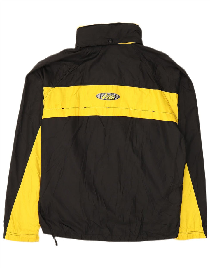 ASICS Mens Hooded Rain Jacket UK 40 Large Black Colourblock