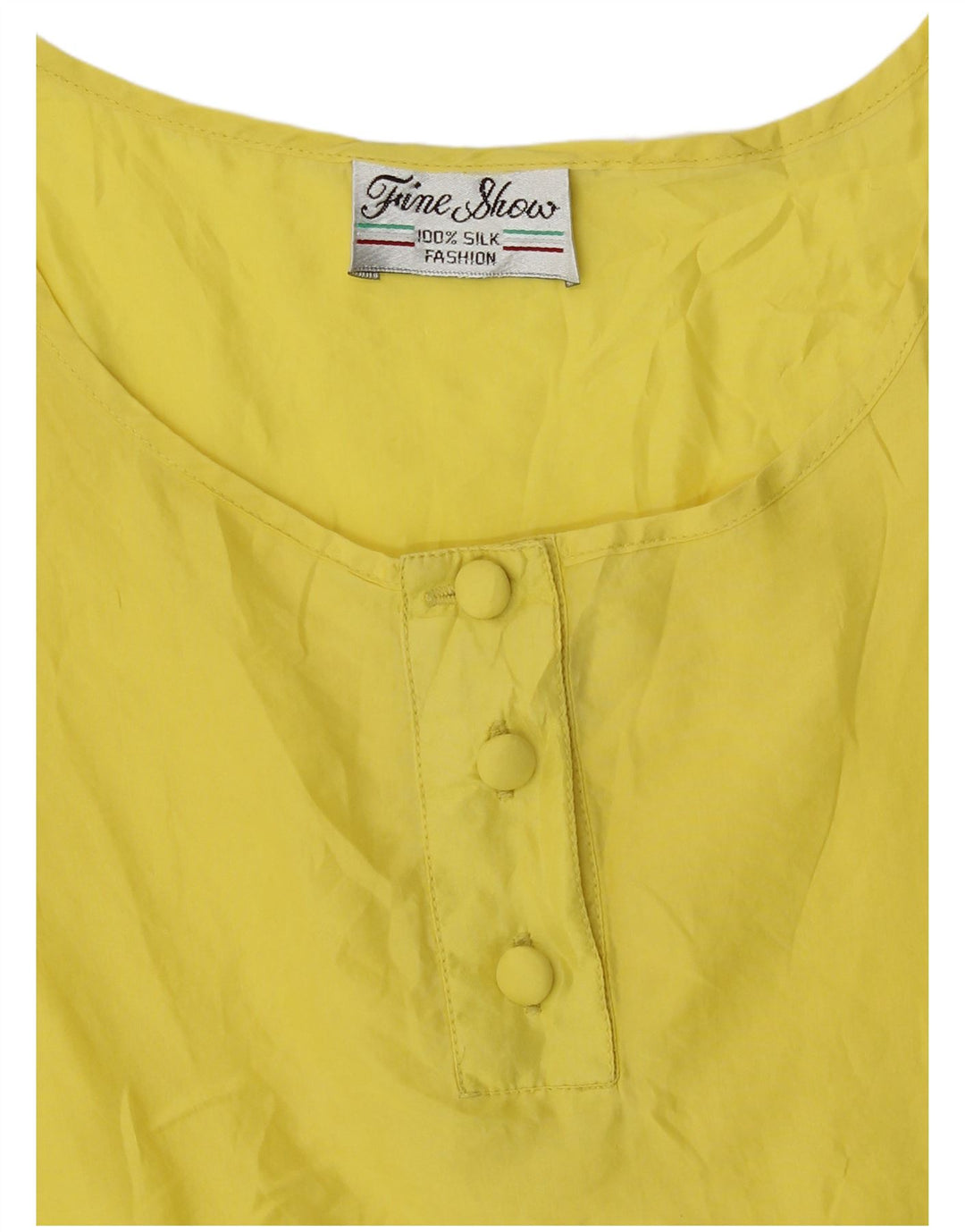 Vintage Womens Sleeveless Blouse Top UK 14 Medium Yellow Silk