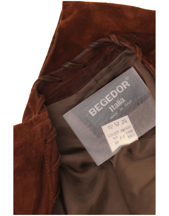 Begedor Womens Oversized 1 Button Suede Blazer Jacket IT 44 Medium Brown