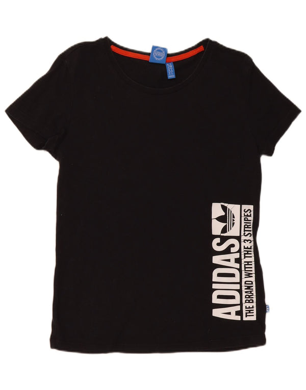 Adidas Womens Graphic T-Shirt Top UK 10 Small Black Cotton