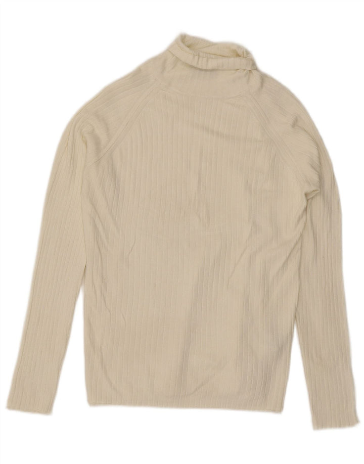 Zara Mens Roll Neck Jumper Sweater Large White Viscose