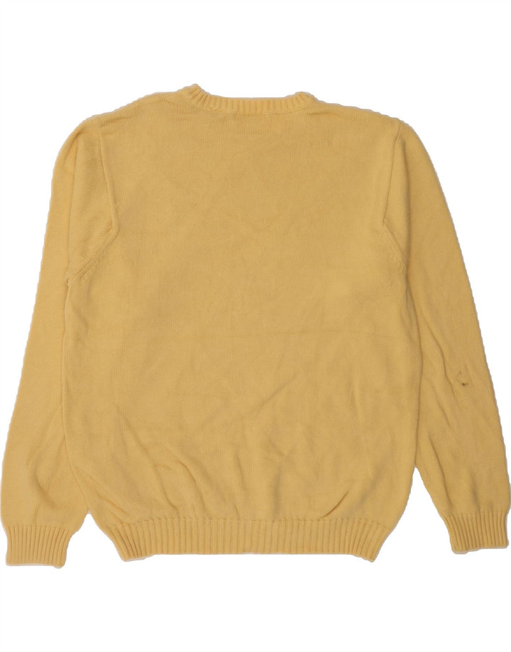 IZOD Mens Crew Neck Jumper Sweater Medium Yellow Check Cotton Vintage Izod and Second-Hand Izod from Messina Hembry 