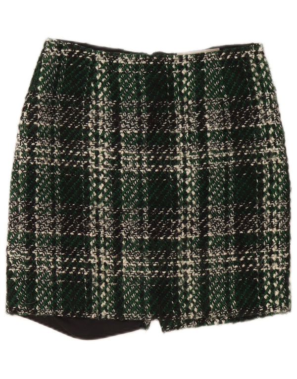 Fenn Wright Manson Womens Mini Skirt UK 10 Small W30 Green Check Wool