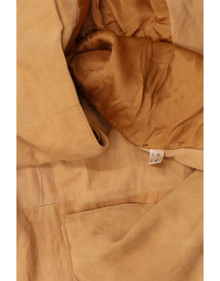 Vintage Womens 4 Button Suede Blazer Jacket EU 42 Large Beige