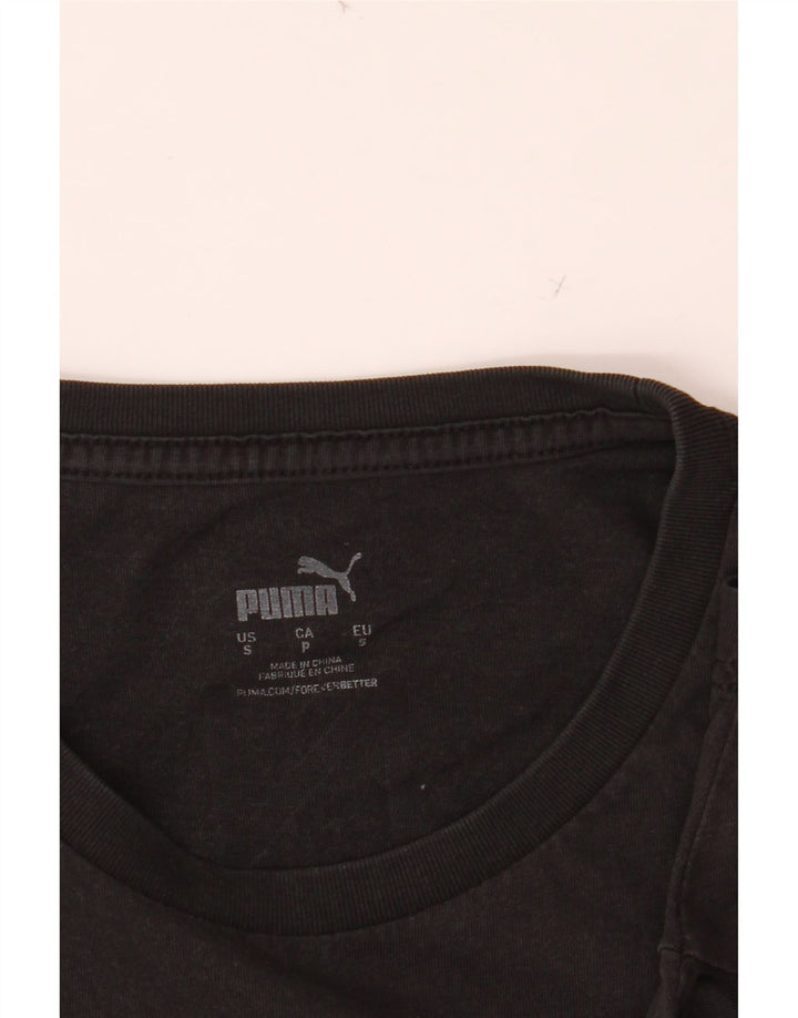 PUMA Mens Graphic T-Shirt Top Small Black Polyester