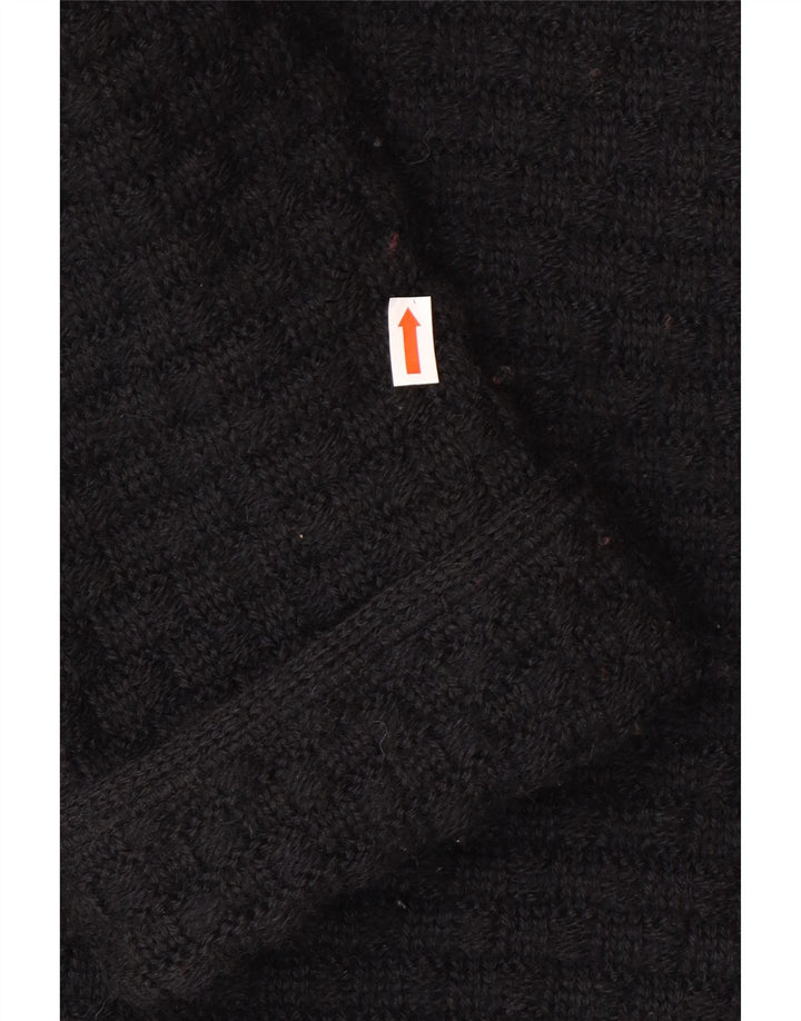 Vintage Womens Cardigan Sweater UK 12 Medium Black Wool