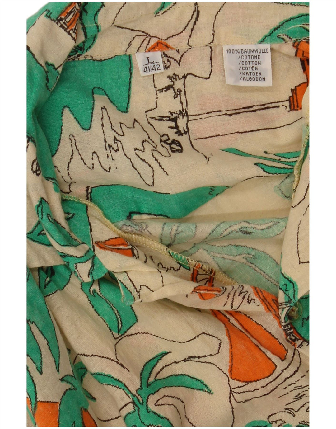 Vintage Mens Crazy Pattern Shirt Size 41/42 Large Multicoloured Hawaiian