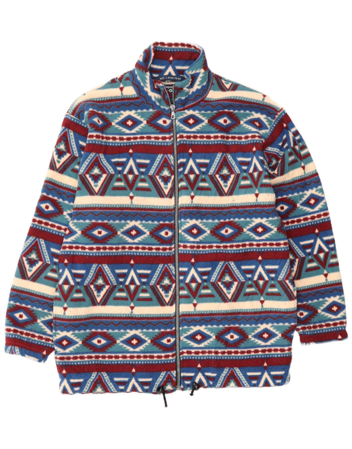 CAMPAGNOLO Mens Fleece Jacket UK 40 Large Blue Geometric Polyester