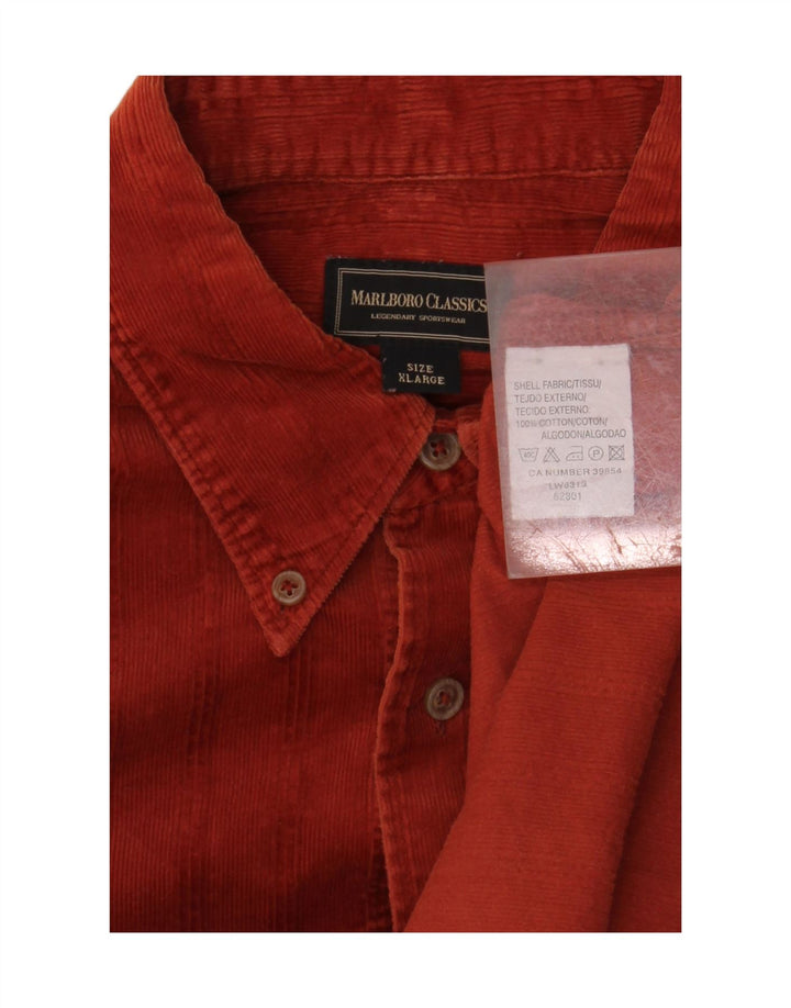 MARLBORO CLASSICS Mens Corduroy Shirt XL Red Cotton