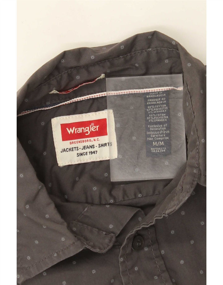 Wrangler Mens Shirt Medium Grey Spotted Cotton