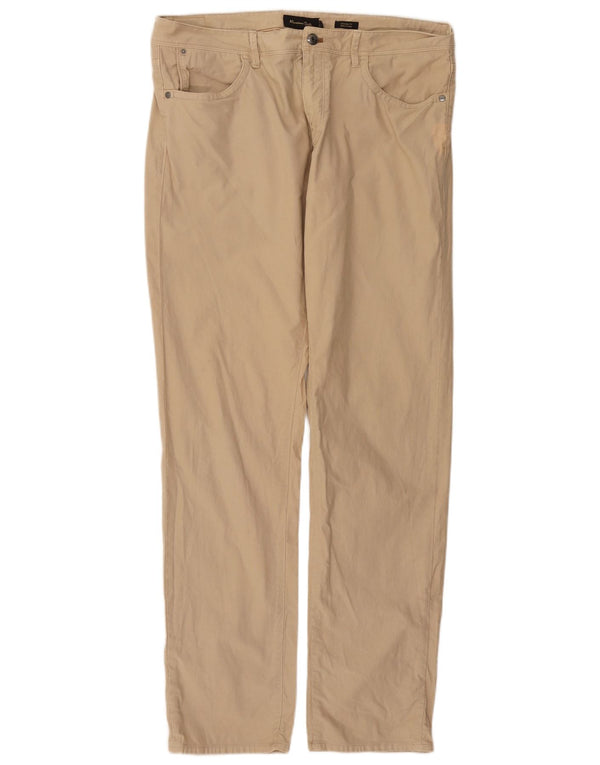 MASSIMO DUTTI Mens Straight Casual Trousers EU 44 Large W34 L33 Beige