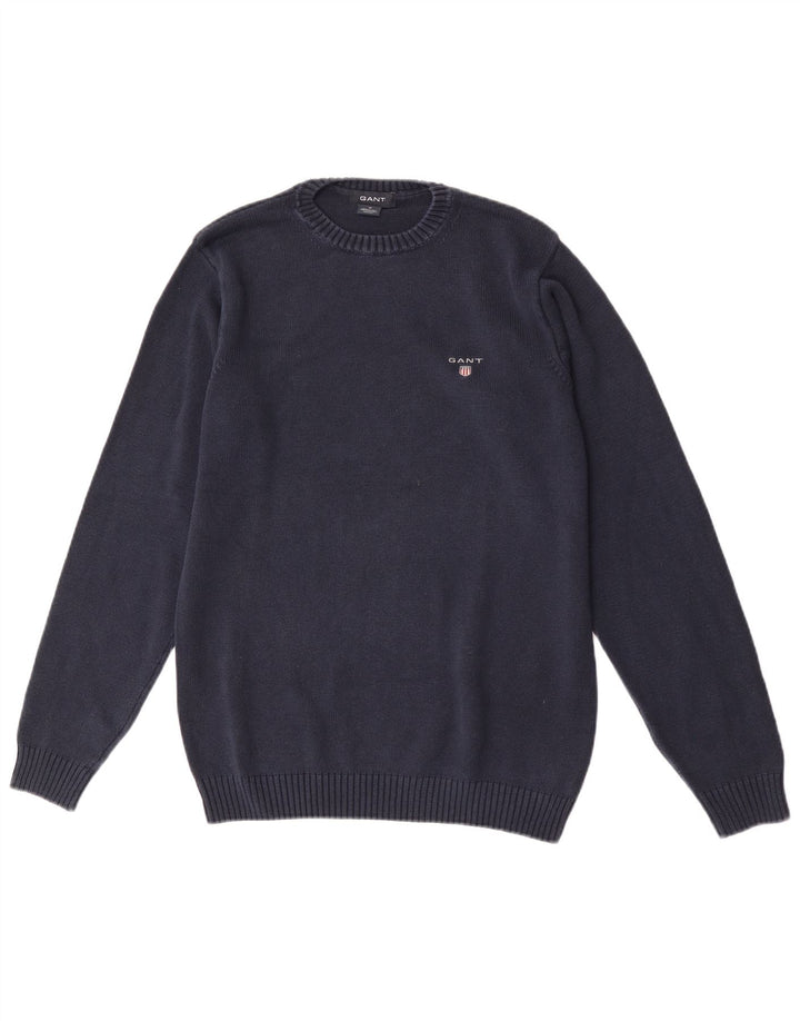 Gant Mens Crew Neck Jumper Sweater Medium Navy Blue Cotton