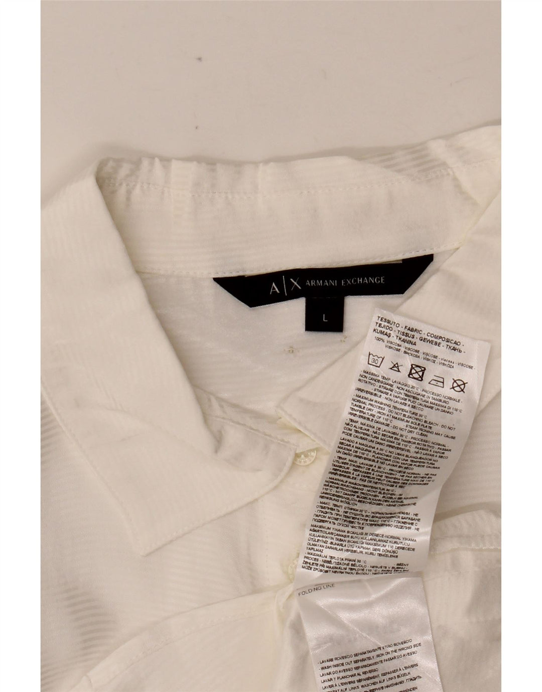 ARMANI EXCHANGE Womens Shirt UK 16 Large White Pinstripe Viscose