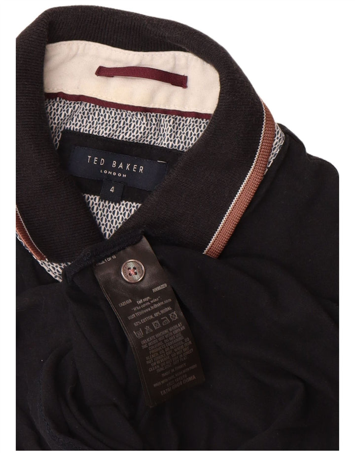 Ted Baker Mens Polo Shirt Size 4 Large Black Cotton