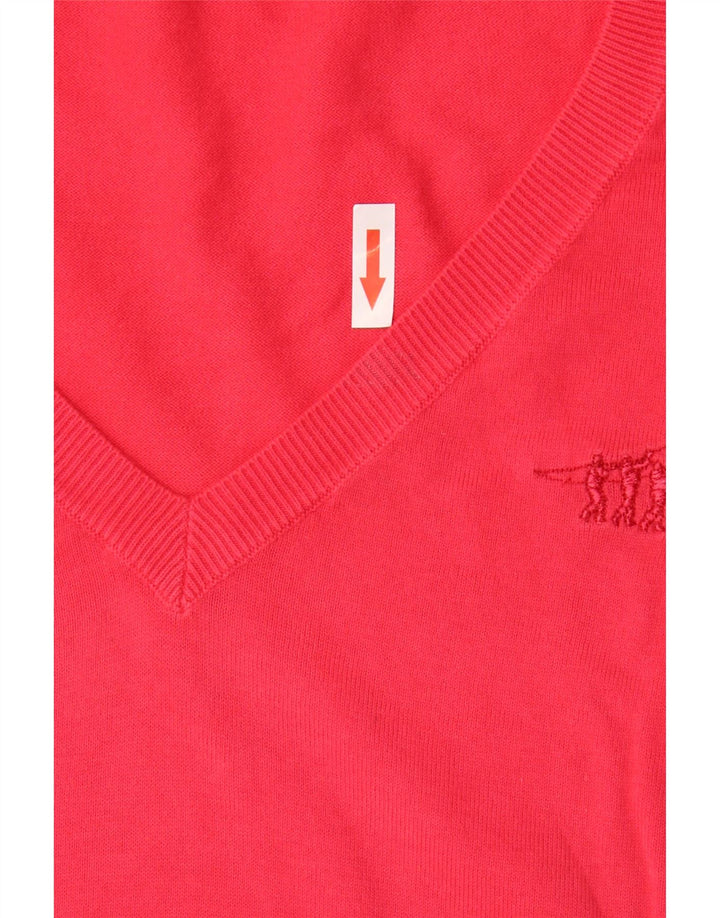 Henry s Womens Short Sleeve V-Neck Jumper Sweater IT 44 Medium Red