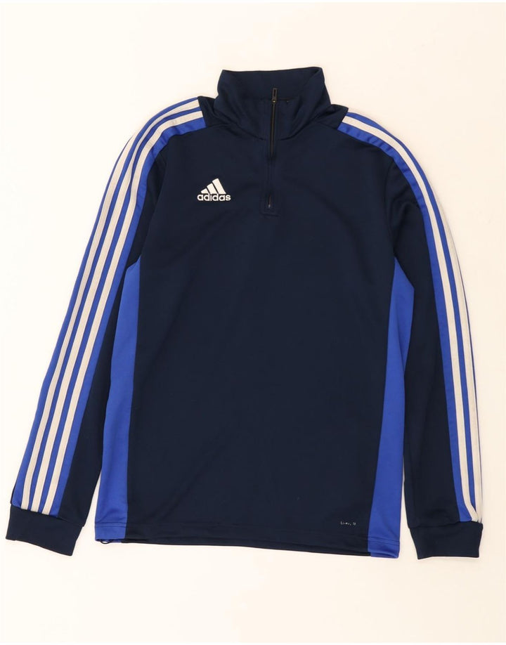 ADIDAS Mens Climalite Pullover Tracksuit Top Medium Navy Blue Colourblock Vintage Adidas and Second-Hand Adidas from Messina Hembry 