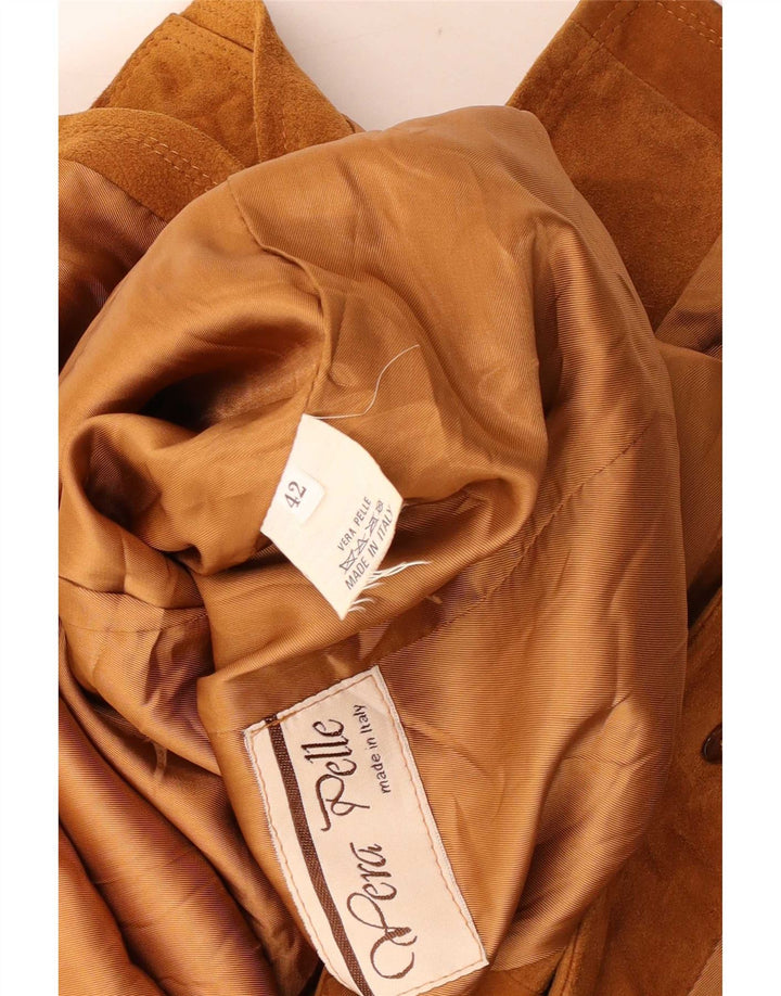 Vintage Womens Suede Jacket IT 42 Medium Brown Leather