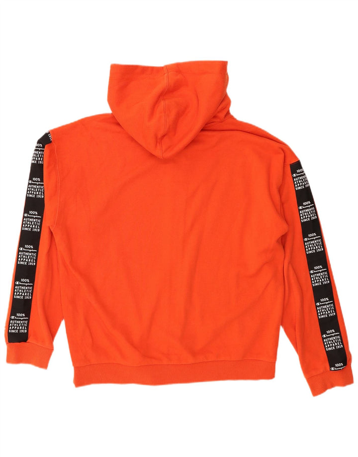 CHAMPION Womens Graphic Zip Hoodie Sweater UK 18 XL Orange Colourblock