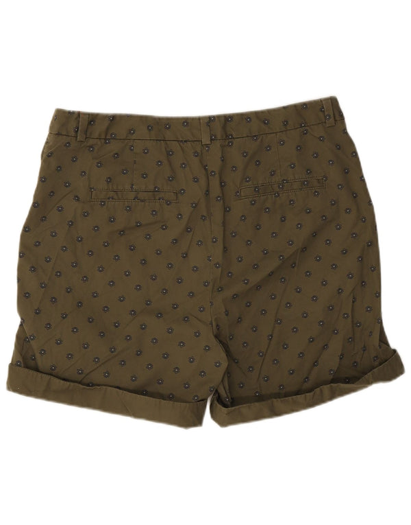 Marks & Spencer Womens Chino Shorts UK 14 Large W34 Khaki Floral Cotton