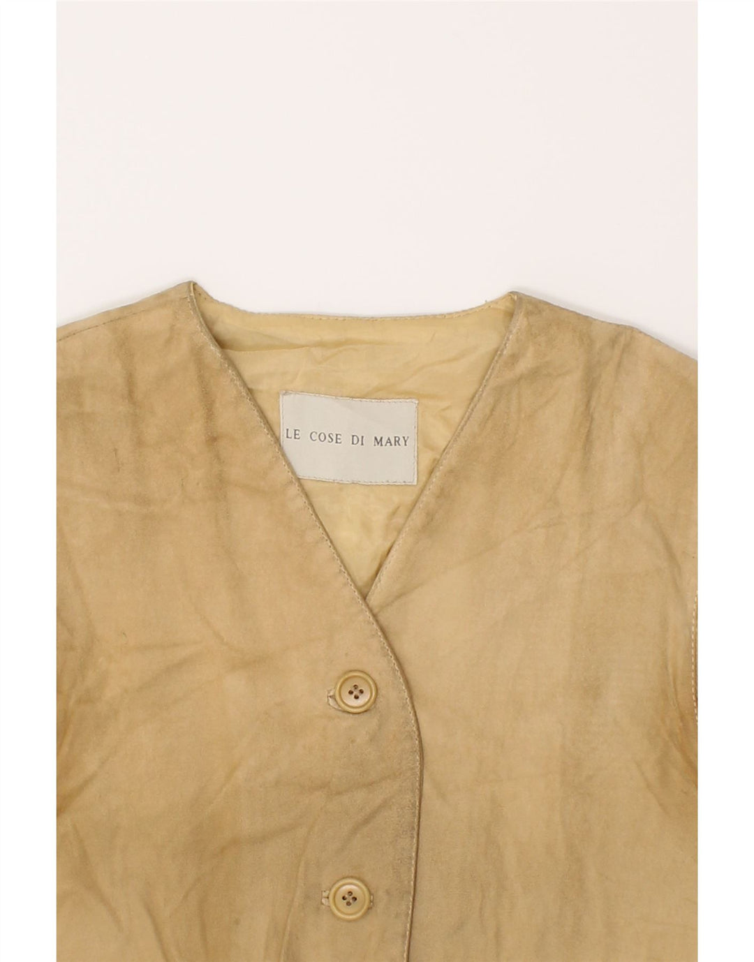 VINTAGE Womens Suede Gilet UK 12 Medium Beige Vintage Vintage and Second-Hand Vintage from Messina Hembry 