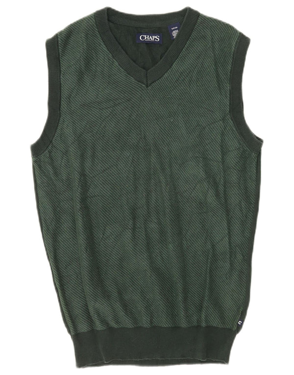 Chaps Mens Vest Tank Top Small Green Cotton
