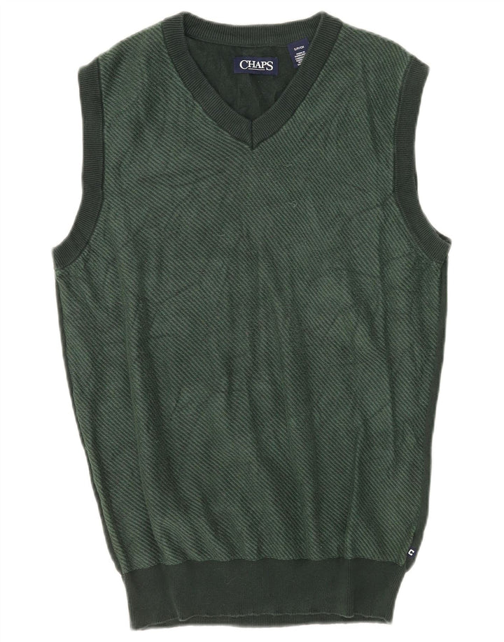 Chaps Mens Vest Tank Top Small Green Cotton