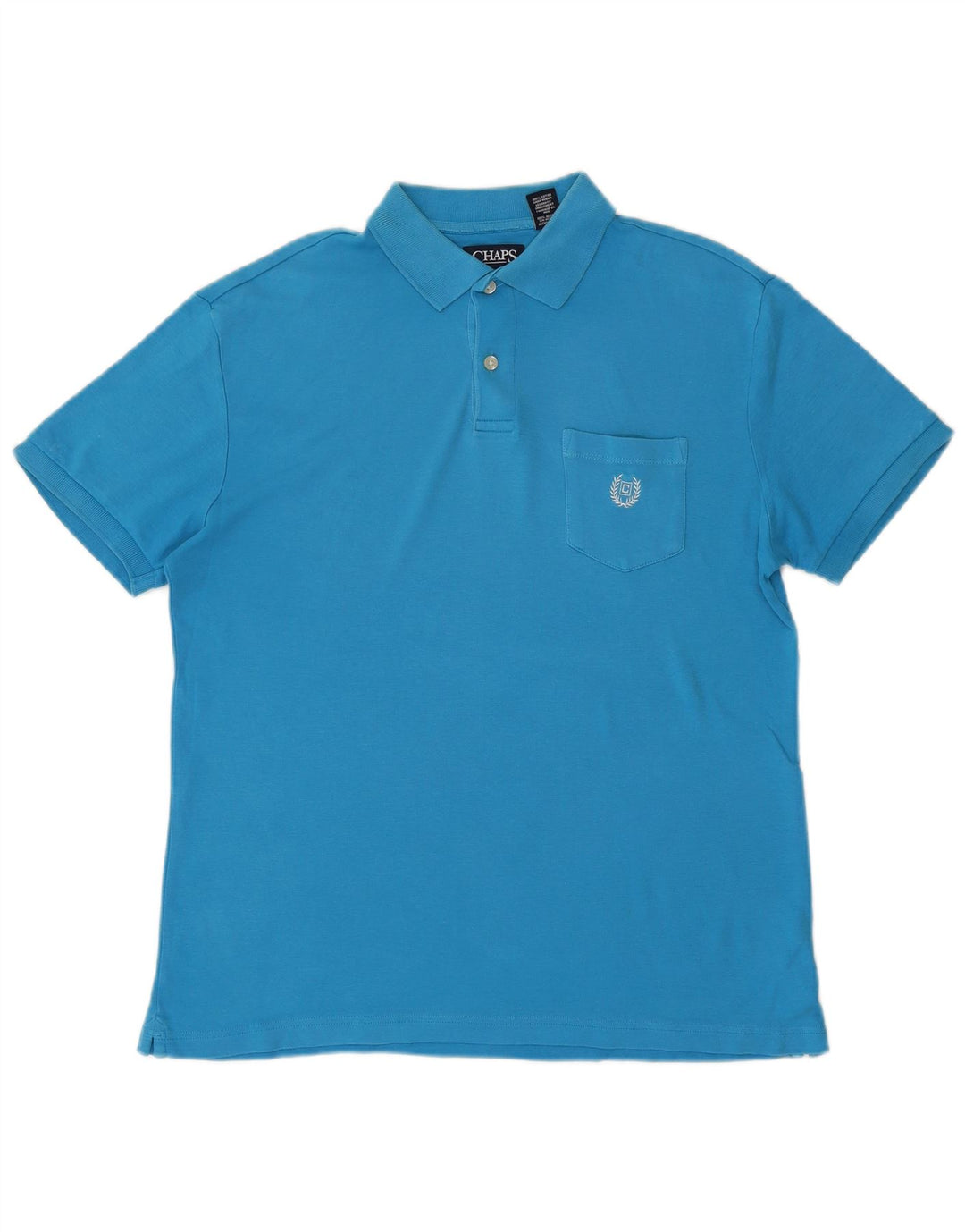 CHAPS Mens Custom Fit Polo Shirt Medium Blue Cotton