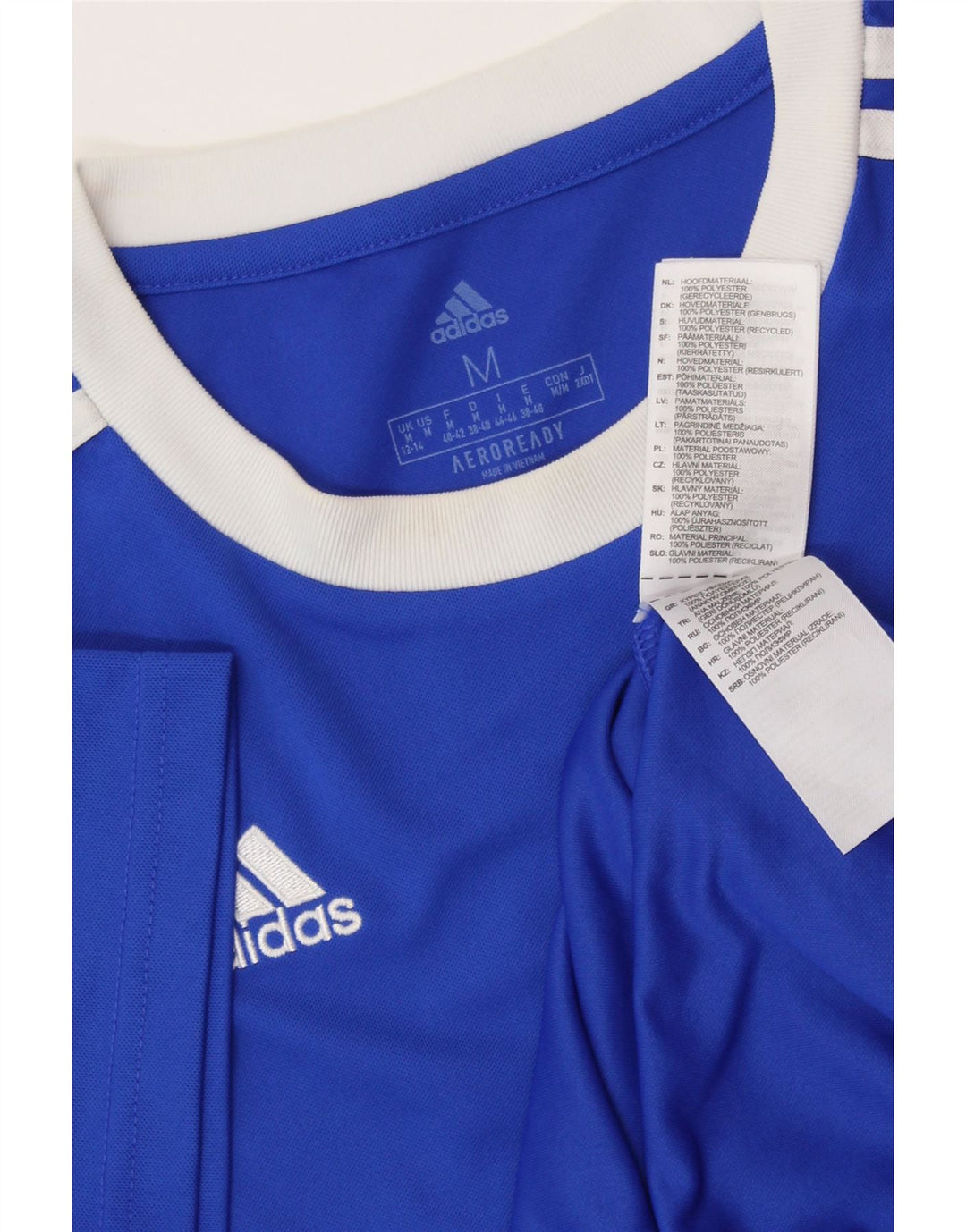 ADIDAS Womens Aeroready T-Shirt Top UK 12/14 Medium Blue Polyester
