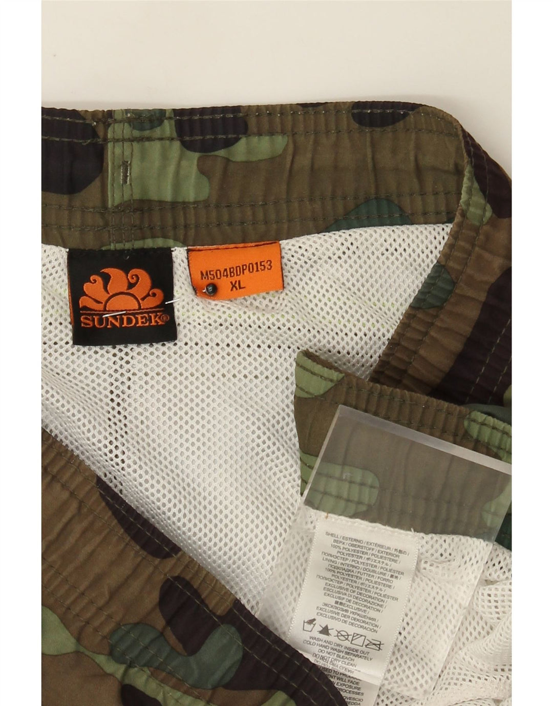 Sundek Mens Swimming Shorts XL  Khaki Camouflage Polyester