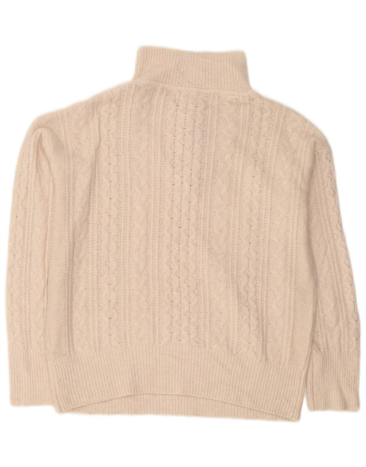 Fat Face Womens Oversized Zip Neck Jumper Sweater UK 12 Medium Off White