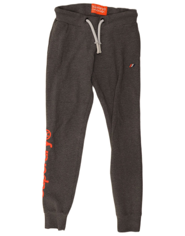 Superdry Womens Graphic Tracksuit Trousers Joggers UK 10 Small Grey Cotton