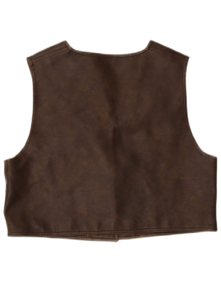 YOUR SIXTH SENSE Womens Leather Waistcoat UK 18 XL Brown