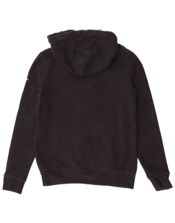Superdry Womens Graphic Hoodie Jumper UK 8 Small Black Cotton