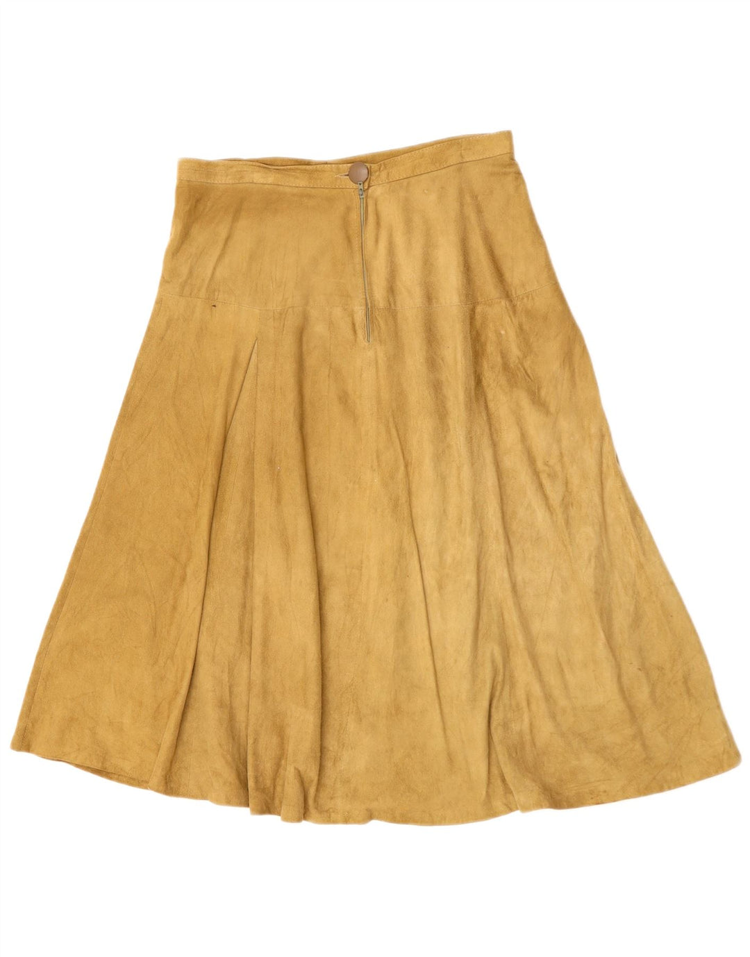 BARBIERI Womens High Waist Suede Skirt IT 44 Medium W28 Khaki Leather